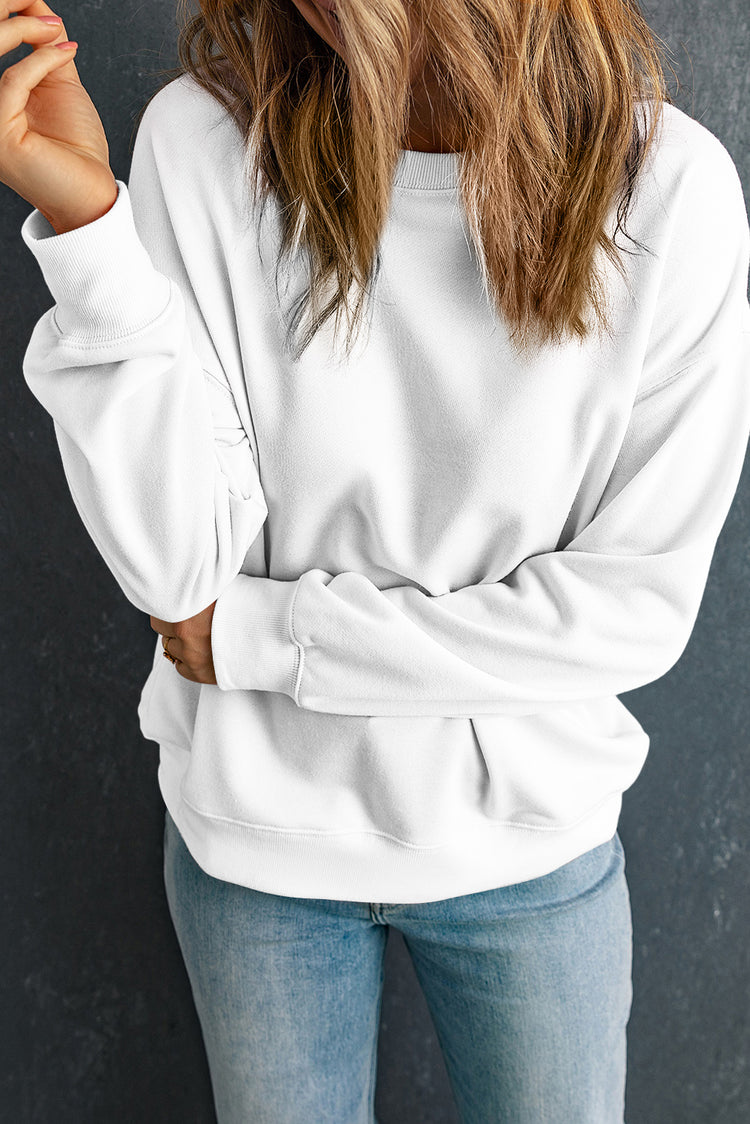 Round Neck Dropped Shoulder Sweatshirt - MyEmpired