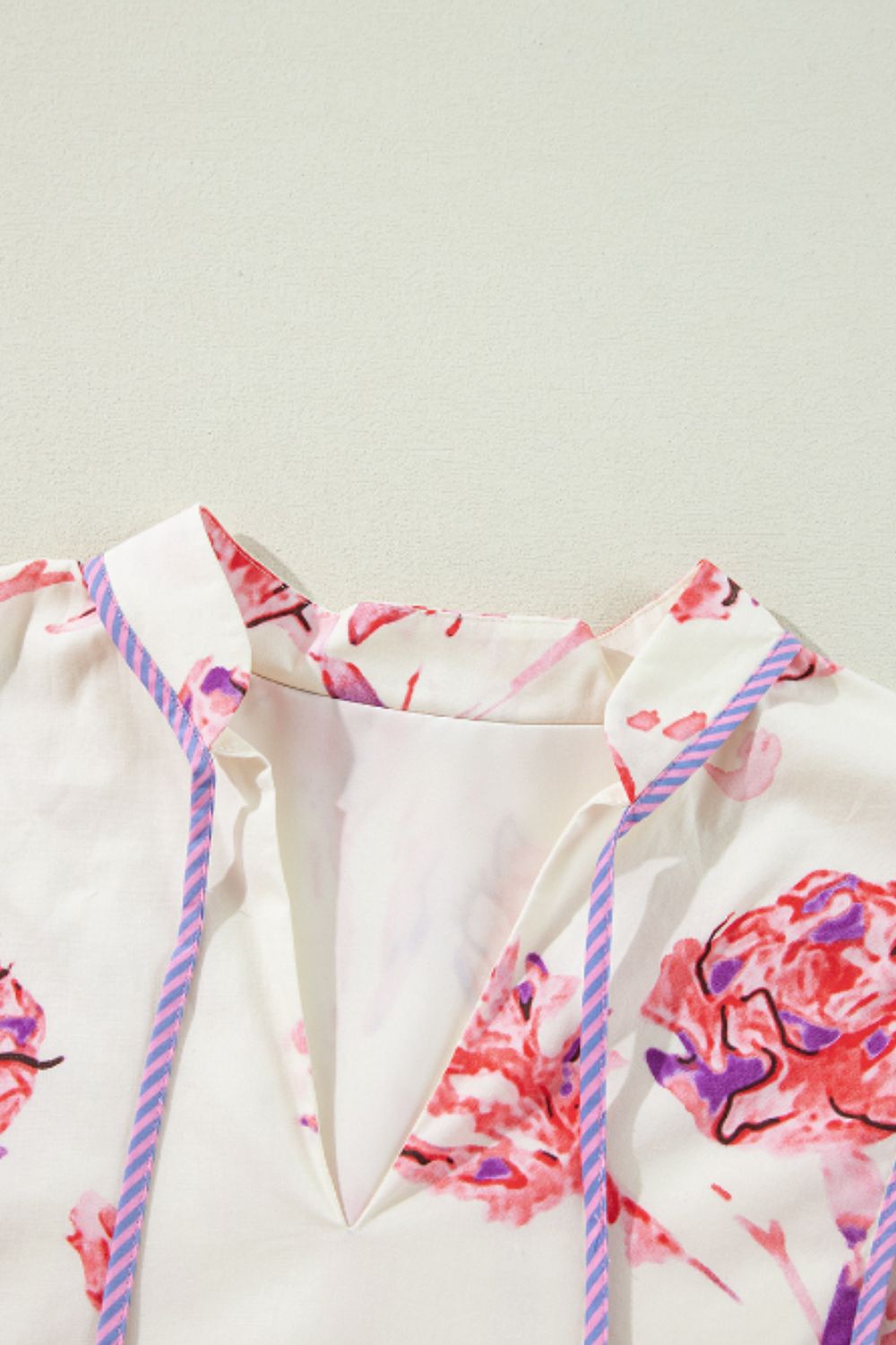 Tied Flower Printed Three-Quarter Sleeve Dress - MyEmpired