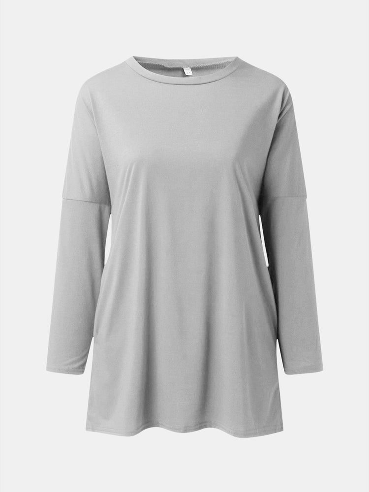 Full Size Round Neck Long Sleeve T-Shirt - MyEmpired