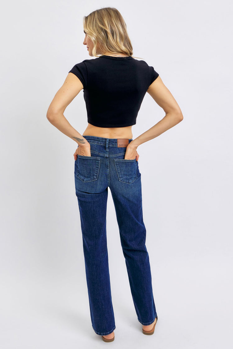 Judy Blue Full Size Tummy Control Straight Jeans Plus Size - MyEmpired
