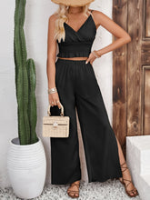 Smocked Surplice Cami and Wide Leg Pants Set - MyEmpired
