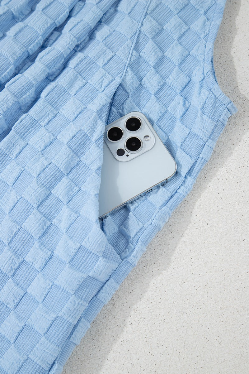 Checkered Pocketed Wide Leg Overalls - MyEmpired