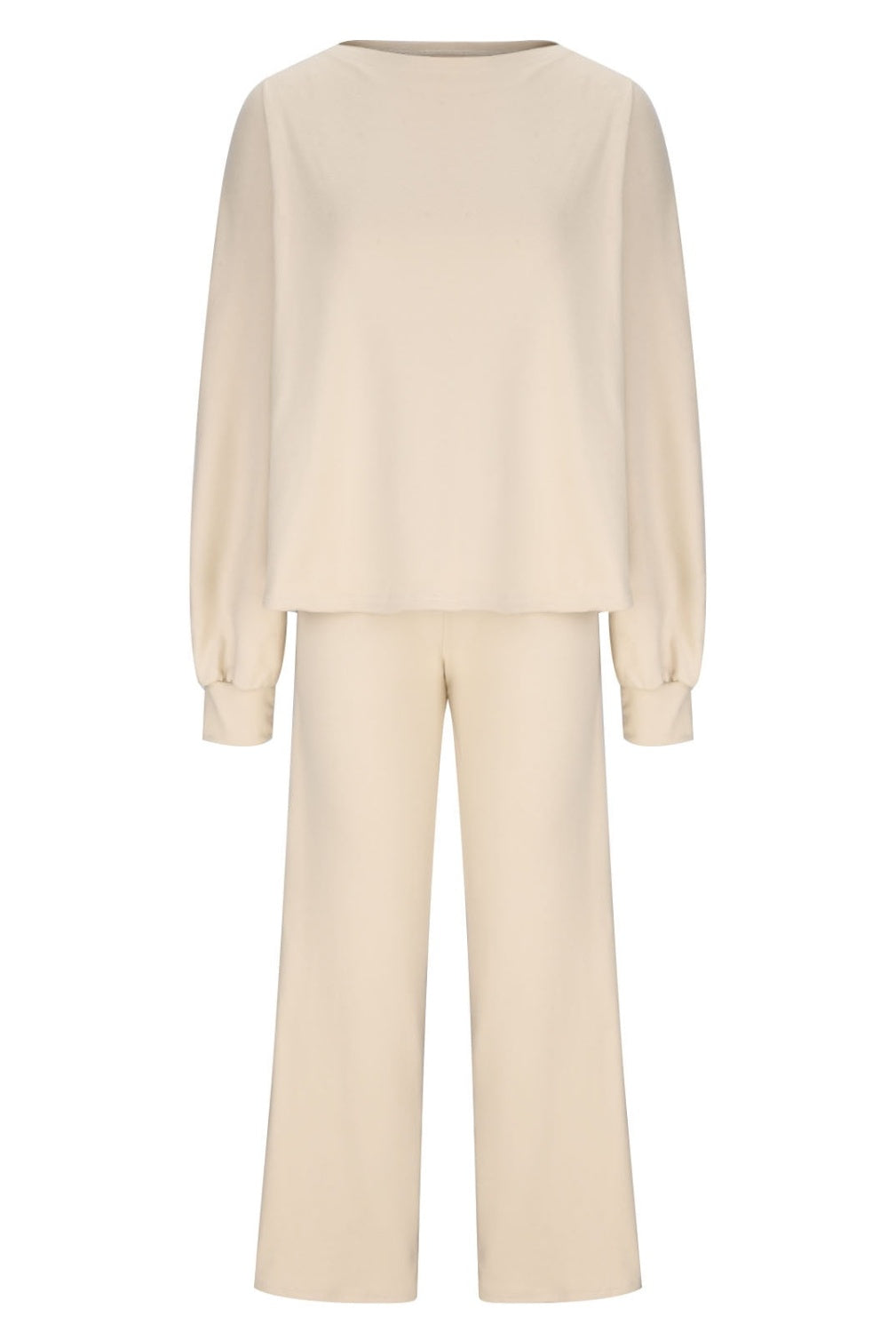 Round Neck Long Sleeve Top and Pants Set - MyEmpired