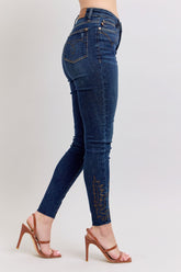 Judy Blue Full Size Embroidered High Rise Skinny Jeans Plus Size - MyEmpired