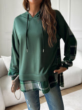 Devine Drawstring Plaid Long Sleeve Hoodie - MyEmpired