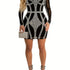 Rhinestone Sweetheart Neck Bodycon Dress, Sexy Mesh Long Sleeve Dress For Spring & Summer, Women&