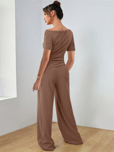 Round Neck Short Sleeve T-Shirt and Pants Set - MyEmpired