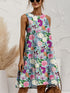 FAM-FAM Printed Round Neck Sleeveless Tiered Dress - MyEmpired