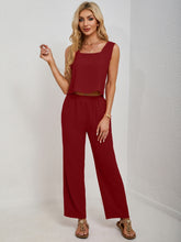Square Neck Tank and Wide Leg Pants Set - MyEmpired