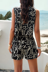 Devine Printed Cropped Tank and Shorts Set - MyEmpired