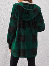 Plaid Long Sleeve Hooded Coat - MyEmpired