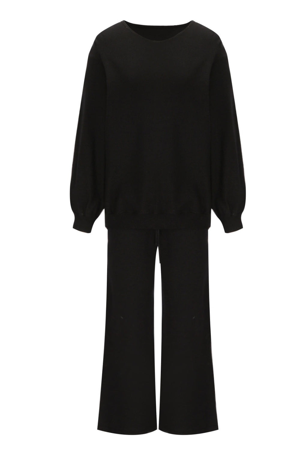 Round Neck Long Sleeve Top and Pants Set - MyEmpired