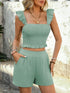 Smocked Cropped Cami and Shorts Set - MyEmpired
