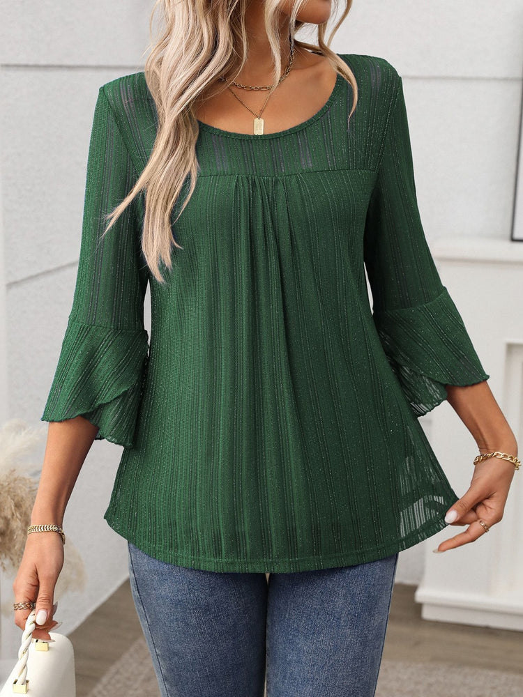Round Neck Three-Quarter Sleeve Top - MyEmpired