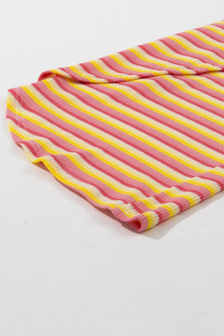 Striped Round Neck Short Sleeve Top and Pants Set - MyEmpired
