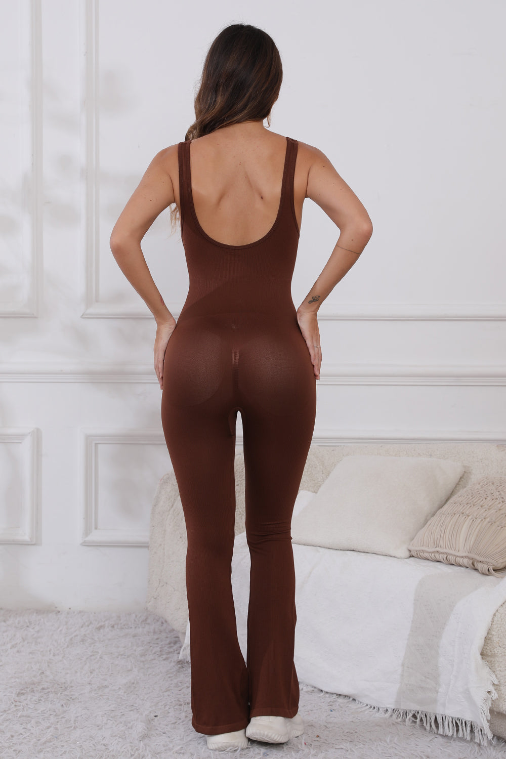Scoop Neck Wide Strap Active Jumpsuit - MyEmpired