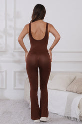 Scoop Neck Wide Strap Active Jumpsuit - MyEmpired