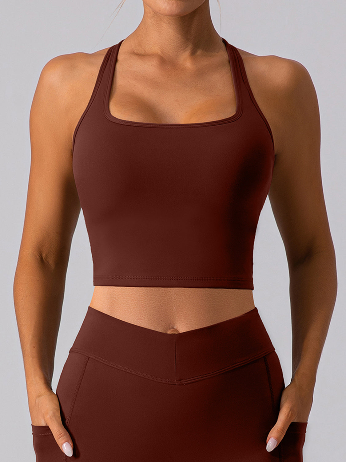 Square Neck Racerback Cropped Tank - MyEmpired