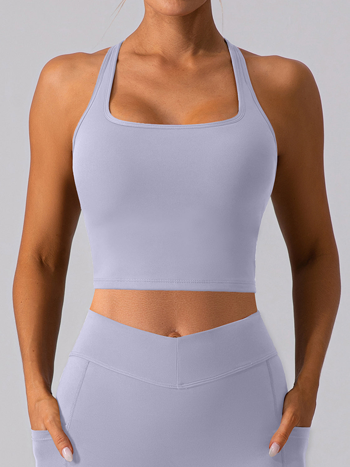 Square Neck Racerback Cropped Tank - MyEmpired