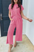 Corded Knit Short Sleeve T-Shirt and Wide Leg Pants Set - MyEmpired
