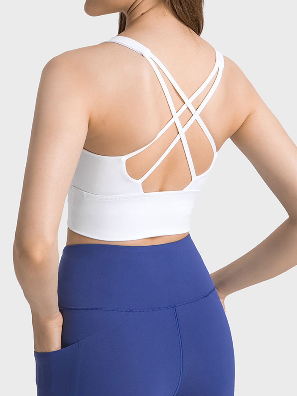 Millennia Scoop Neck Crisscross Straps Sports Bra - MyEmpired