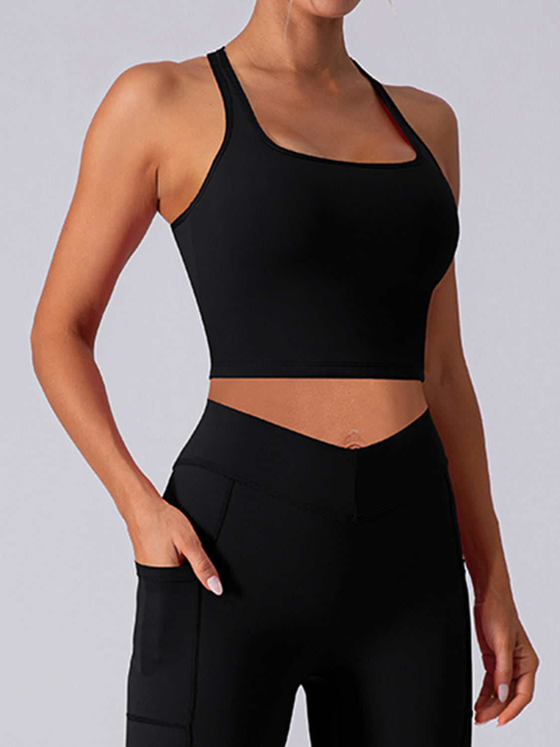 Square Neck Racerback Cropped Tank - MyEmpired