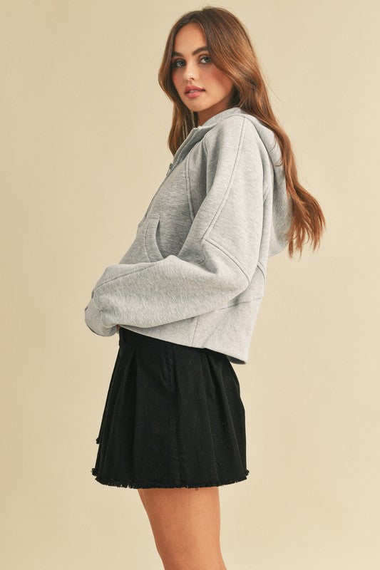 Aemi + Co Half Zip Raglan Sleeve Hoodie with Kangaroo Pocket - MyEmpired