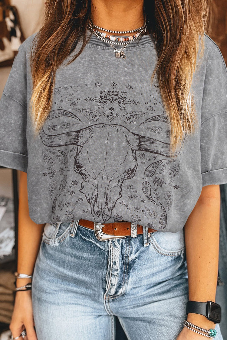 Bull Head Round Neck Half Sleeve T-Shirt - MyEmpired