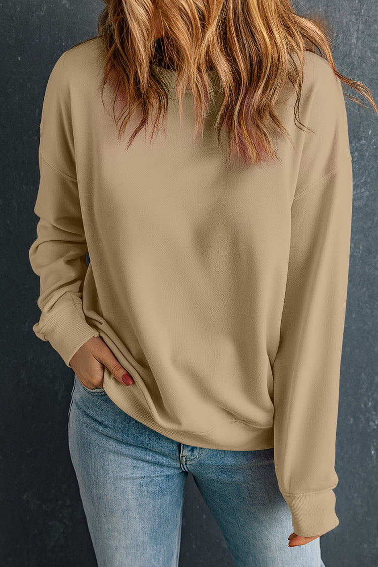 Round Neck Dropped Shoulder Sweatshirt - MyEmpired