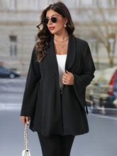 1pc Elegant Solid Color Polyester Shawl Collar Long Sleeve Open Front Coat with Belt Detail and Flare Sleeves for Women - Non-Stretch Woven Fabric, All-Season Fashion Outerwear - MyEmpired