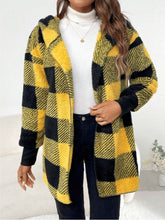 Plaid Long Sleeve Hooded Coat - MyEmpired