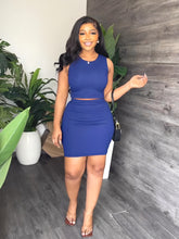 Solid Skirt 2 Piece Set, Casual Crew Neck Tank Top & Bodycon Skirt For Summer, Women&