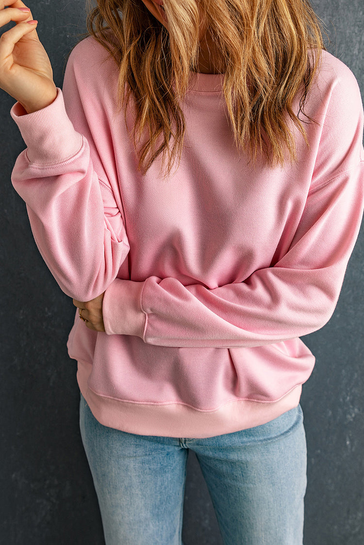 Round Neck Dropped Shoulder Sweatshirt - MyEmpired