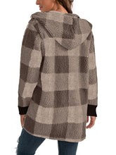 Plaid Long Sleeve Hooded Coat - MyEmpired