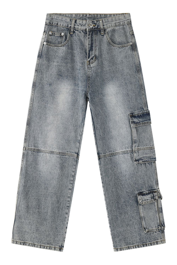 Wide Leg Jeans with Cargo Pockets - MyEmpired