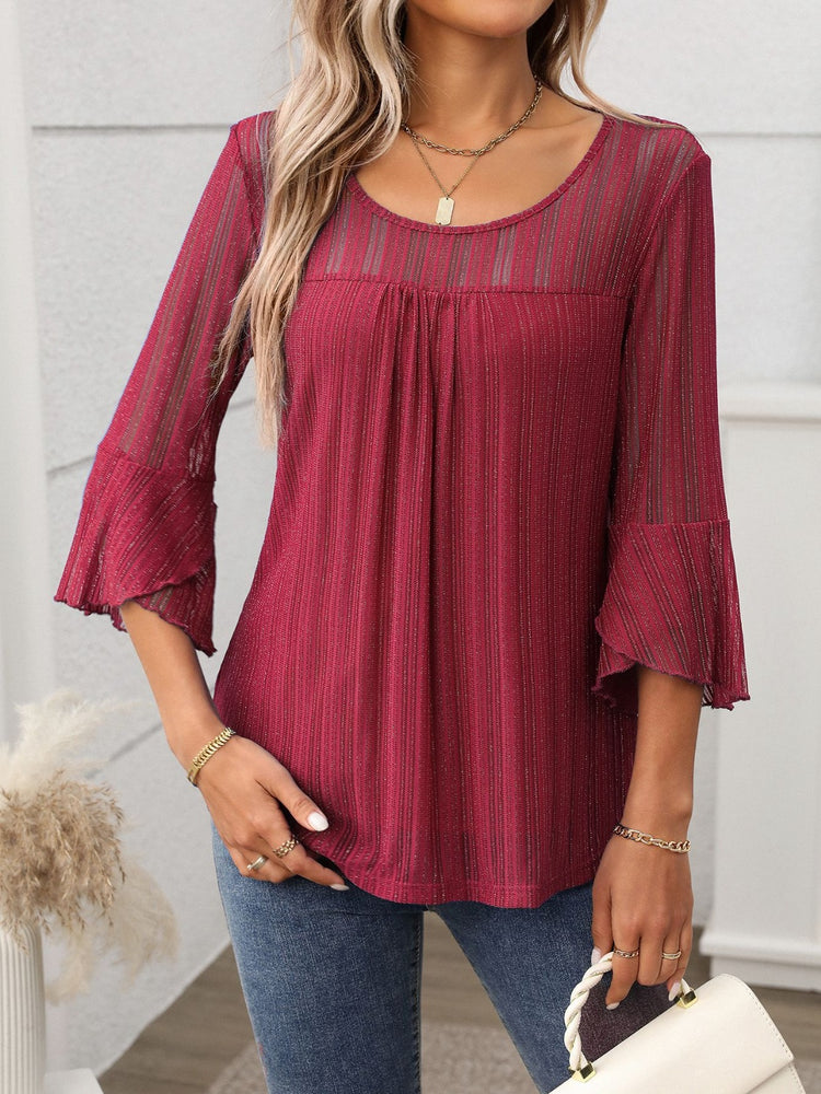 Round Neck Three-Quarter Sleeve Top - MyEmpired