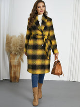 Plaid Tie Waist Long Sleeve Coat - MyEmpired