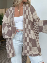 Plaid Open Front Long Sleeve Cardigan - MyEmpired