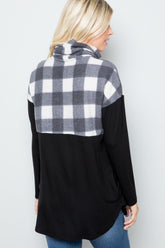Celeste Full Size Pocketed Plaid Turtleneck Long Sleeve Blouse - MyEmpired