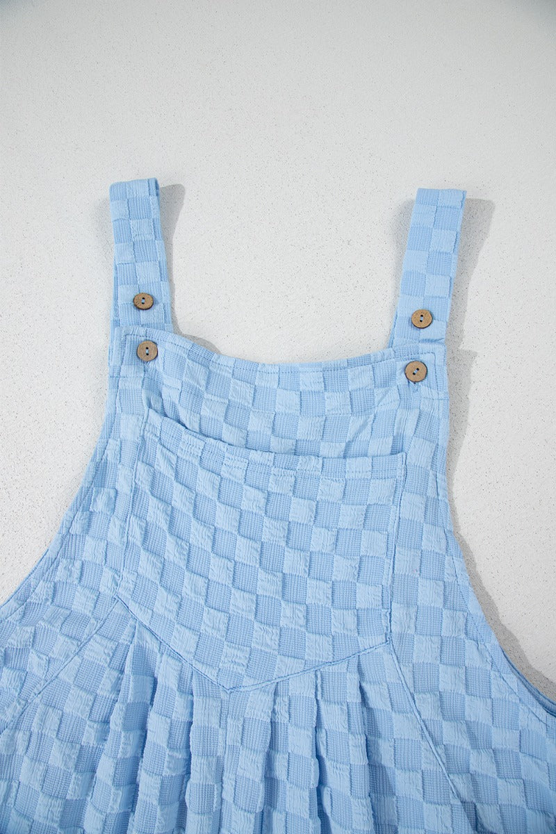Checkered Pocketed Wide Leg Overalls - MyEmpired