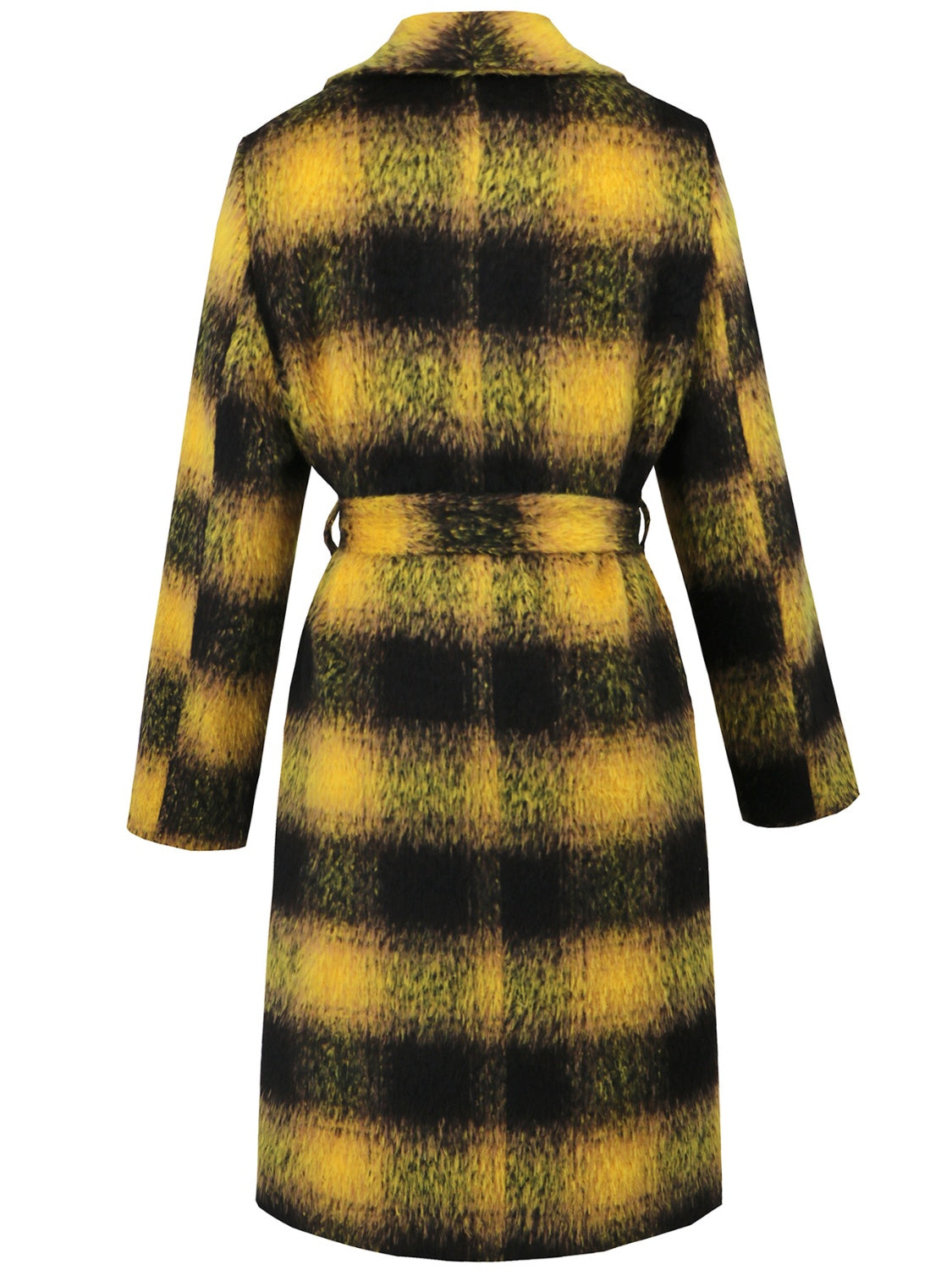 Plaid Tie Waist Long Sleeve Coat - MyEmpired