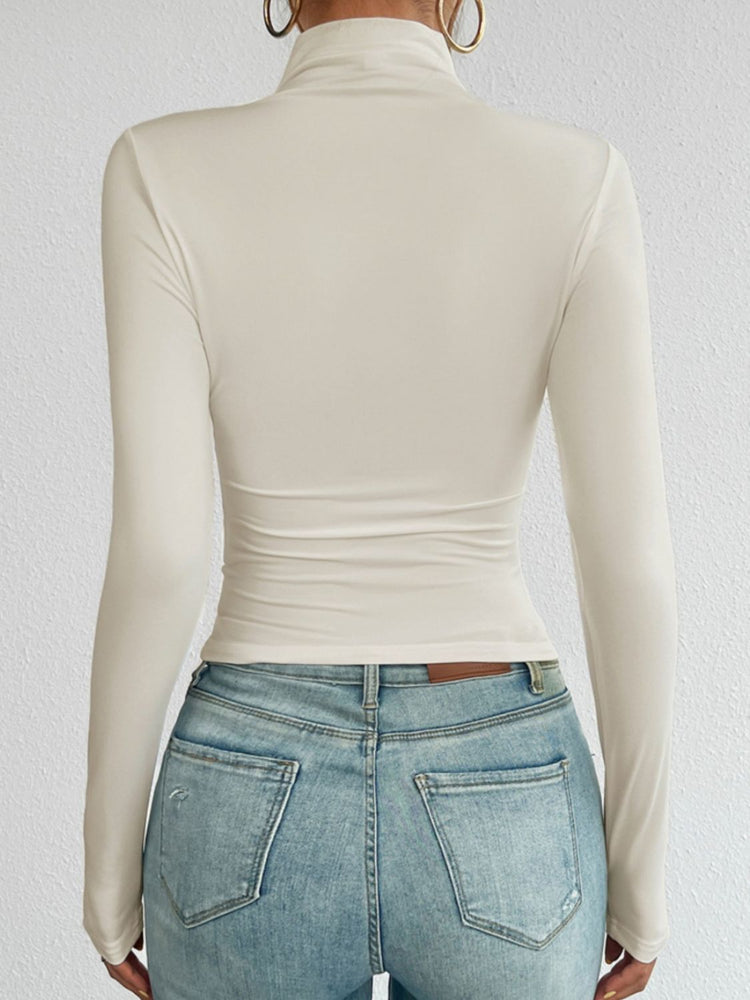 Devine Mock Neck Long Sleeve T-Shirt - MyEmpired