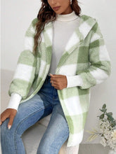 Plaid Long Sleeve Hooded Coat - MyEmpired