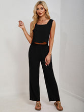 Square Neck Tank and Wide Leg Pants Set - MyEmpired