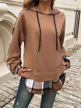 Devine Drawstring Plaid Long Sleeve Hoodie - MyEmpired