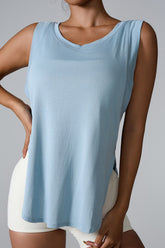 Slit Round Neck Active Tank - MyEmpired