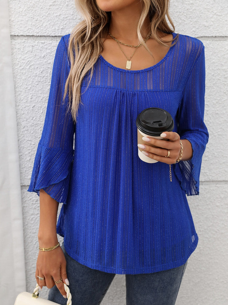 Round Neck Three-Quarter Sleeve Top - MyEmpired