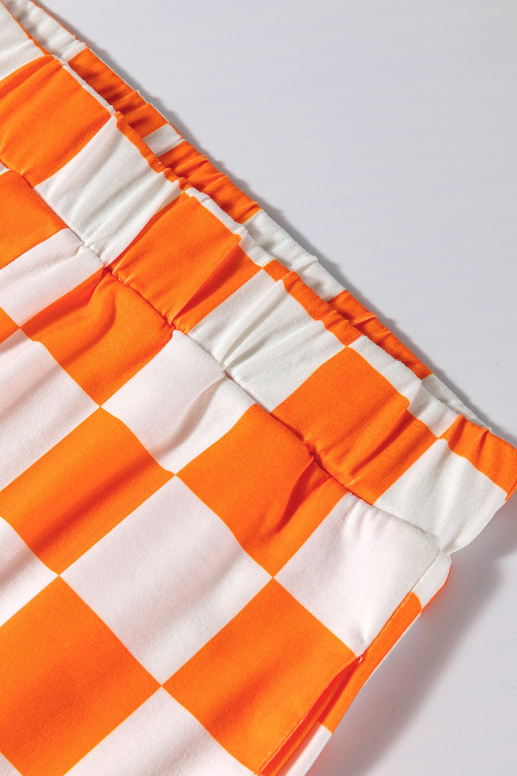 Checkerboard V Neck Loose Tee and Shorts Set - MyEmpired