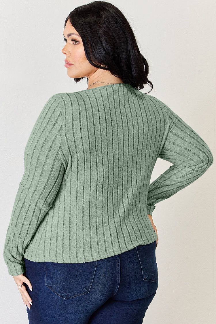 Basic Bae Full Size Ribbed Long Sleeve T-Shirt - MyEmpired