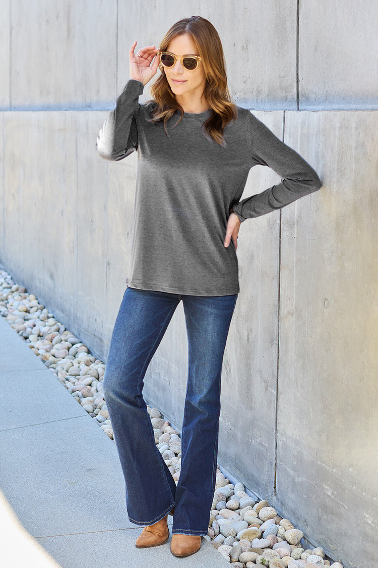 Basic Bae Full Size Round Neck Long Sleeve Top - MyEmpired